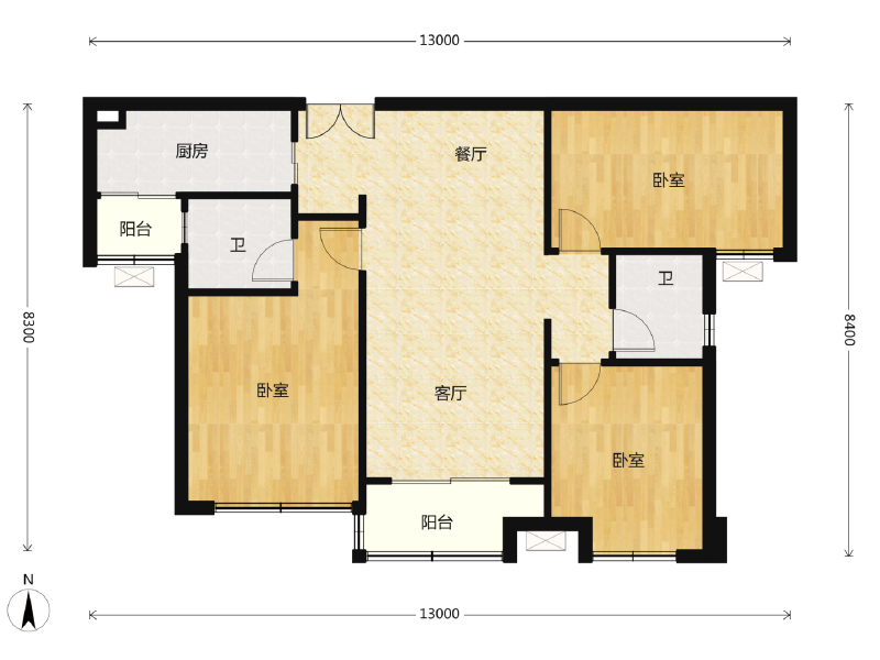 3室2厅2卫 住宅 售罄户型图