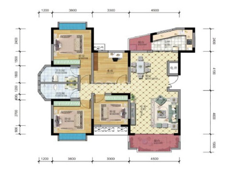 3室2厅2卫 住宅 在售户型图