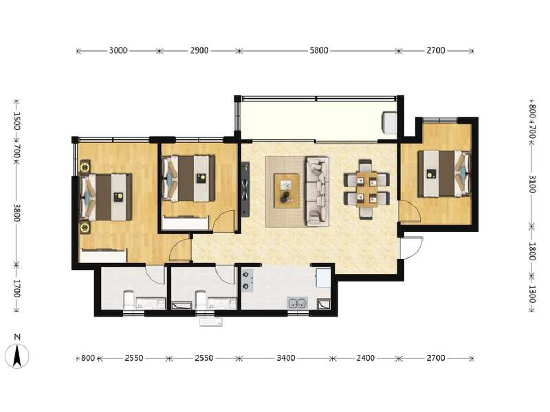 3室2厅2卫 住宅 在售户型图