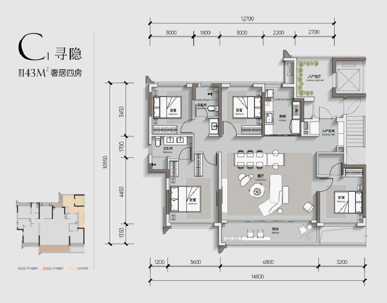4室1厅2卫 住宅 在售户型图
