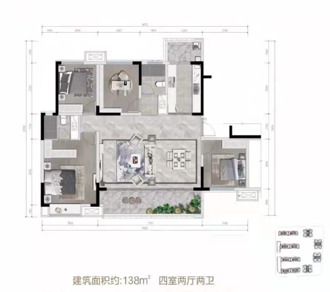 4室2厅2卫 住宅 售罄户型图
