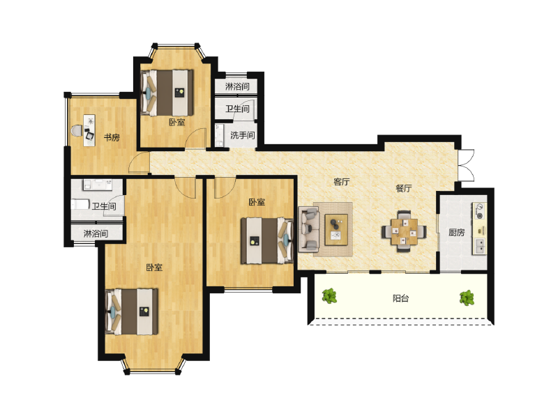 4室2厅2卫 住宅 售罄户型图