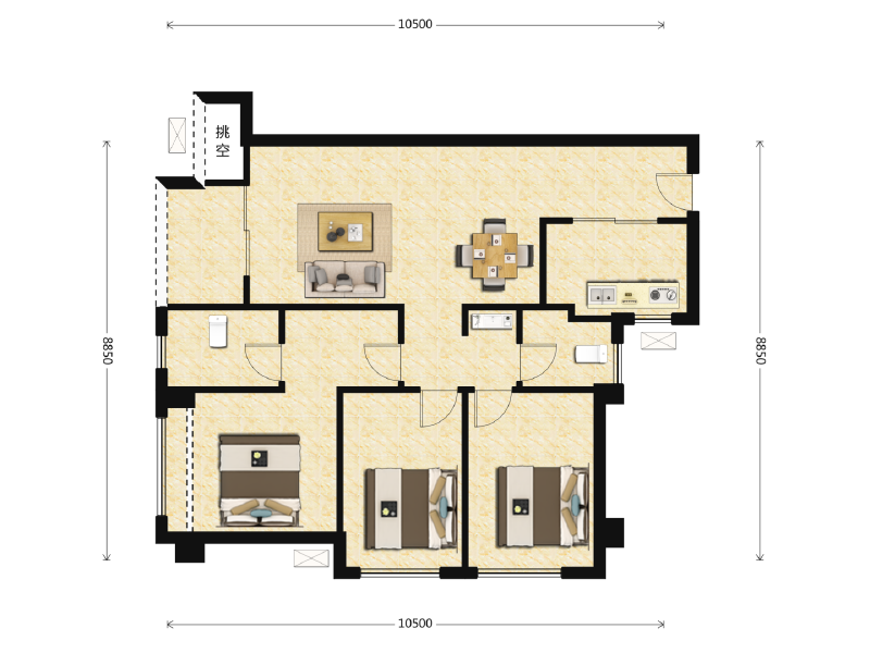 3室2厅2卫 住宅 售罄户型图