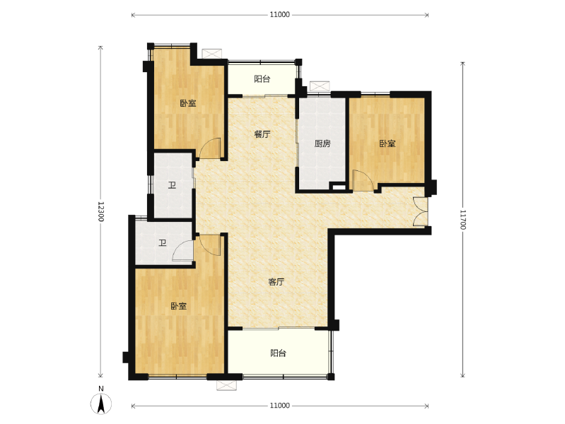 3室2厅2卫 住宅 售罄户型图
