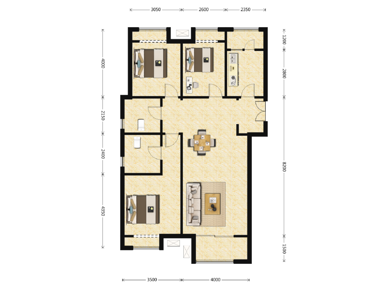 3室2厅2卫 住宅 售罄户型图