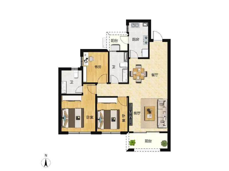 3室2厅2卫 住宅 售罄户型图