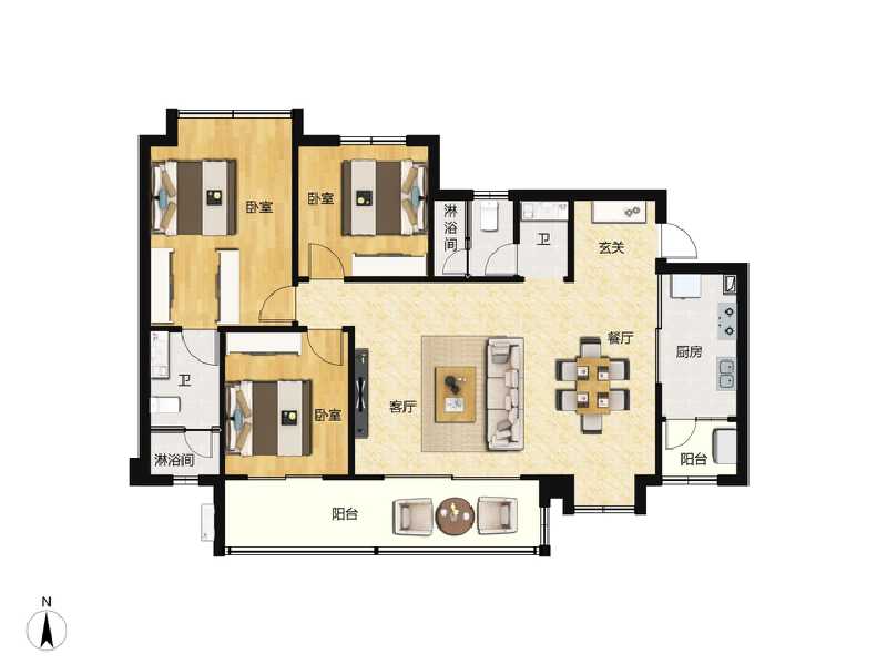 3室2厅2卫 住宅 售罄户型图