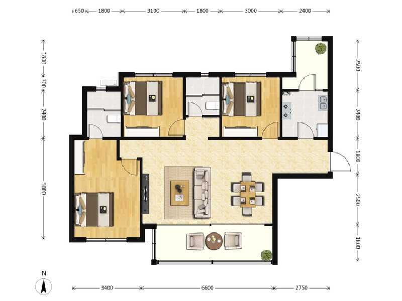 3室2厅2卫 住宅 在售户型图