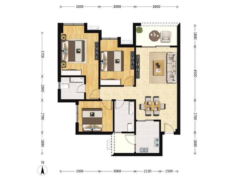 3室2厅2卫 住宅 在售户型图