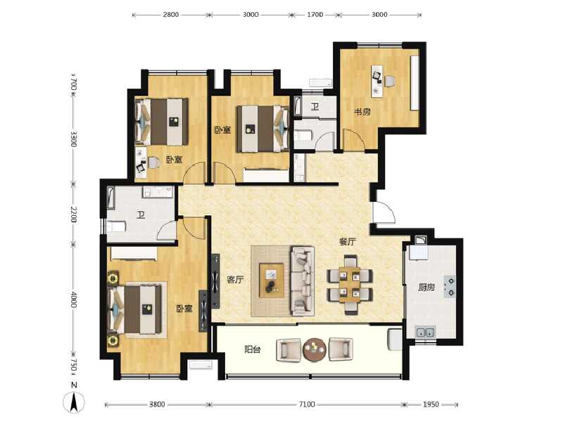 4室2厅2卫 住宅 在售户型图