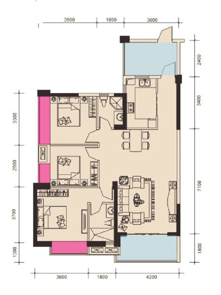 3室2厅2卫 住宅 售罄户型图