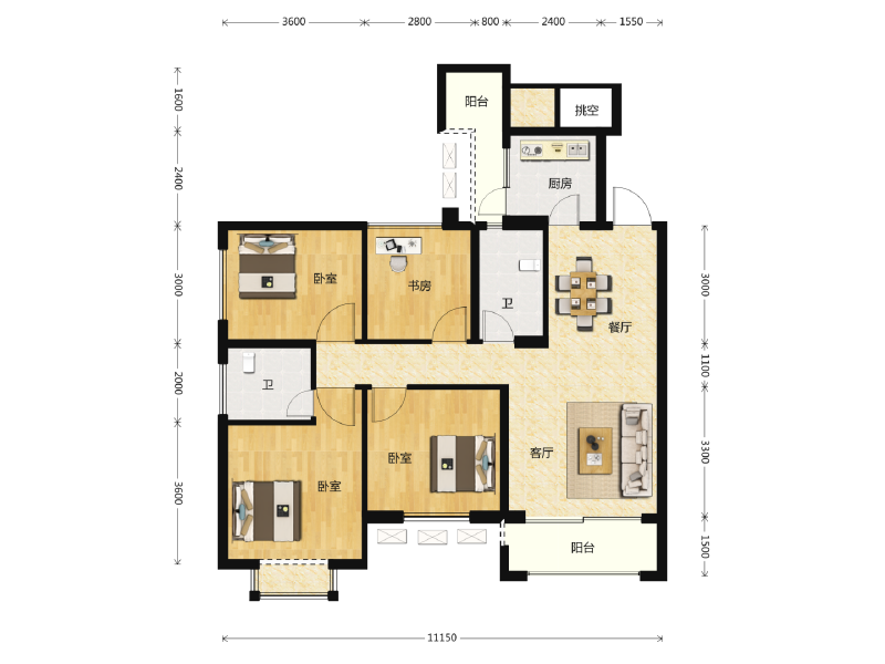 4室2厅2卫 住宅 在售户型图