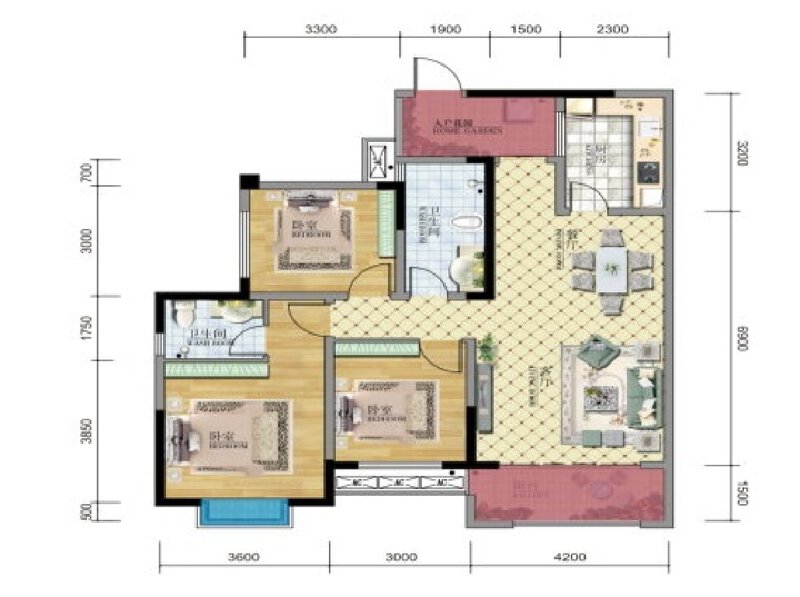 3室2厅2卫 住宅 售罄户型图