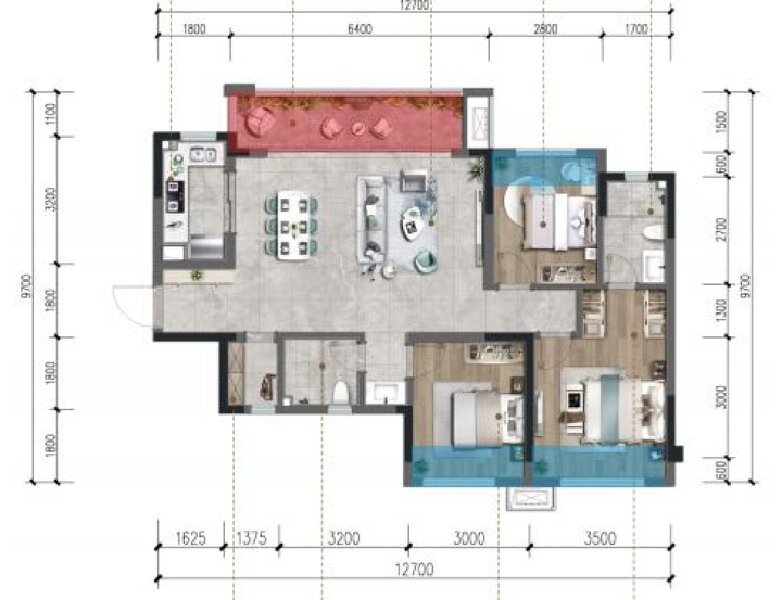 3室2厅2卫 住宅 售罄户型图