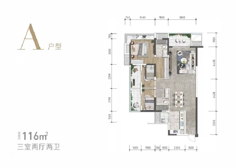 3室2厅2卫 住宅 售罄户型图