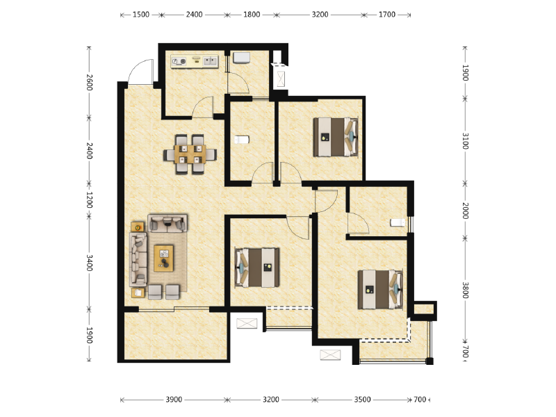 3室2厅2卫 住宅 售罄户型图