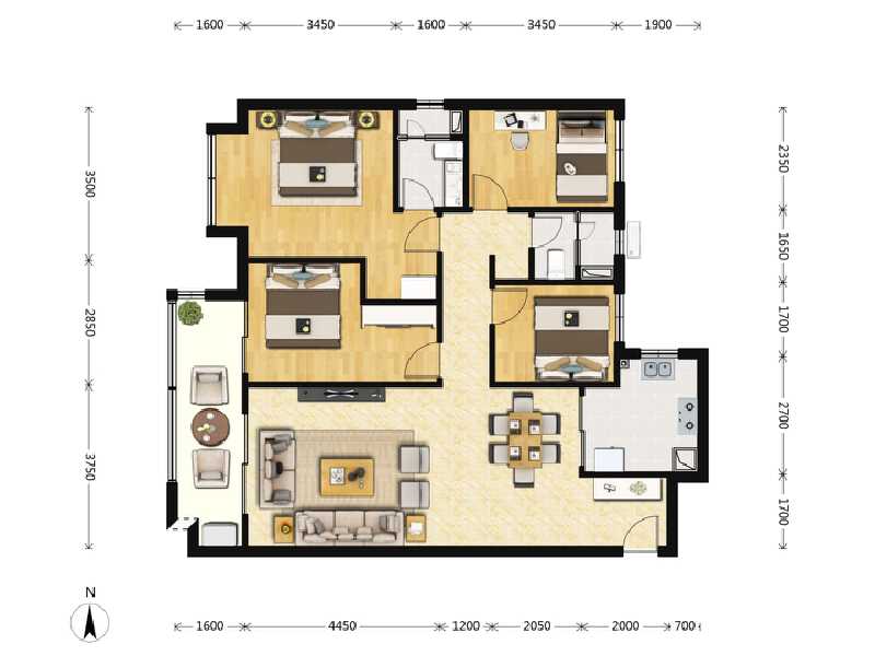 4室2厅2卫 住宅 在售户型图