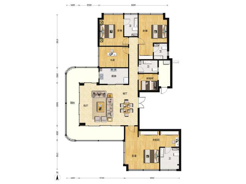 4室2厅4卫 住宅 在售户型图