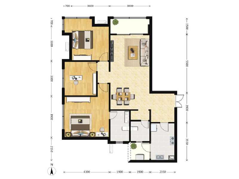 3室2厅2卫 住宅 在售户型图
