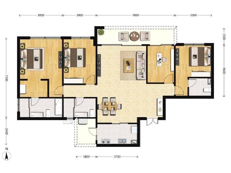 4室2厅3卫 住宅 在售户型图