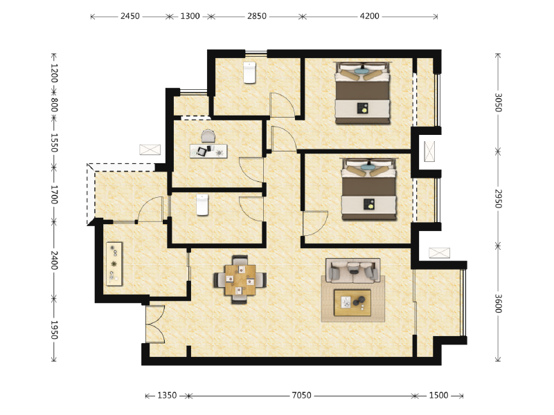 3室2厅2卫 住宅 售罄户型图