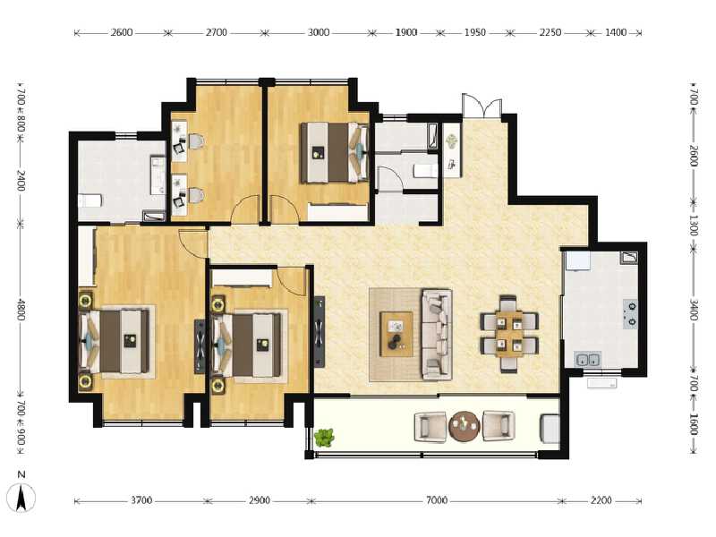 4室2厅2卫 住宅 在售户型图
