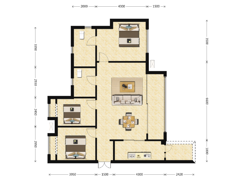 3室2厅2卫 住宅 售罄户型图