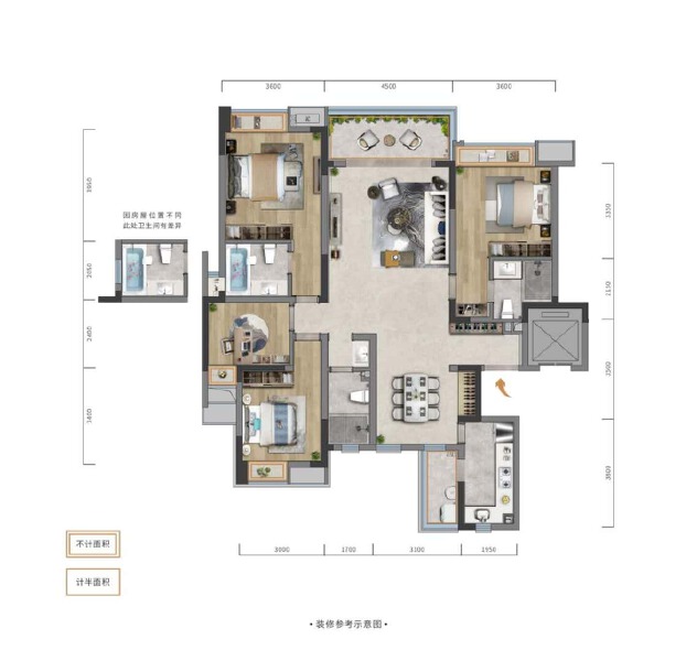 4室2厅3卫 住宅 售罄户型图