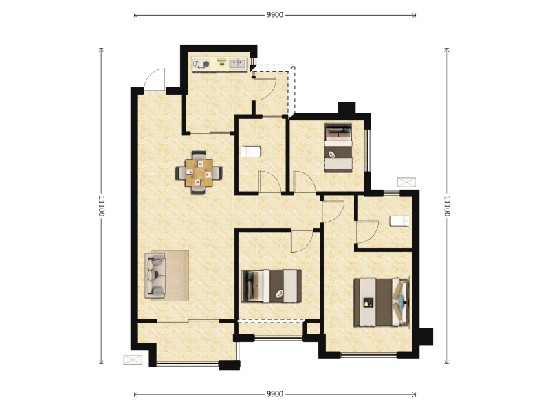 3室2厅2卫 住宅 售罄户型图
