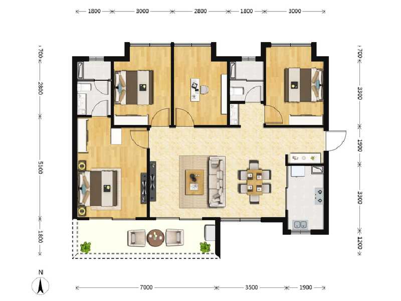 4室2厅2卫 住宅 在售户型图
