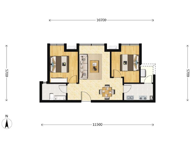 2室2厅1卫 住宅 售罄户型图