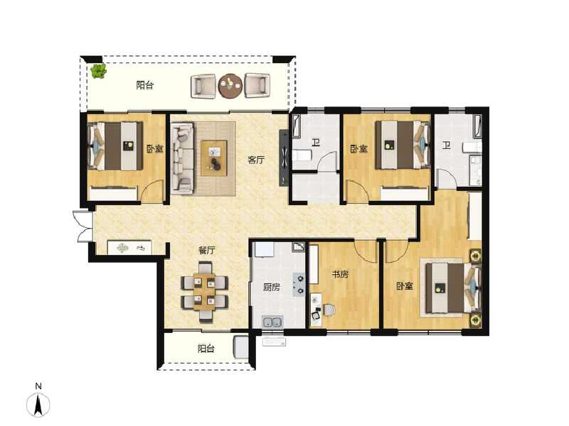 4室2厅2卫 住宅 在售户型图