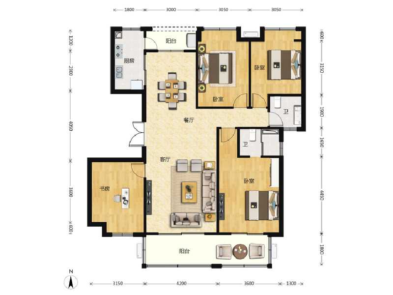 4室2厅2卫 住宅 在售户型图