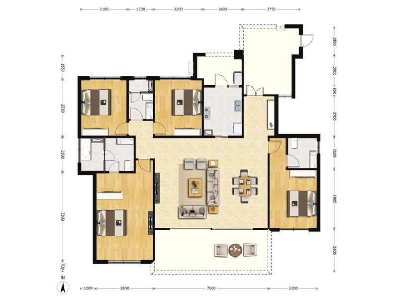 4室2厅3卫 住宅 售罄户型图
