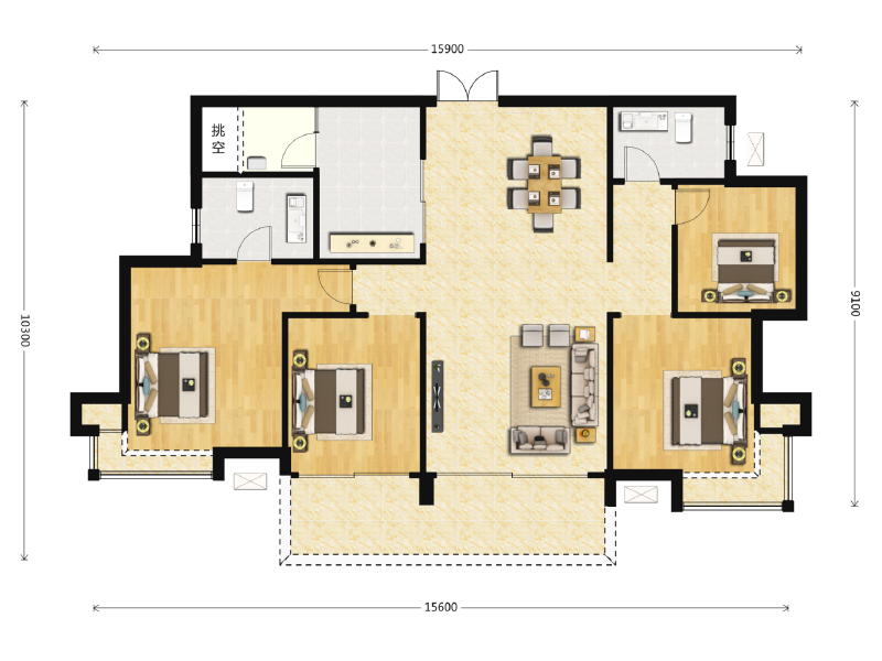 4室2厅2卫 住宅 售罄户型图