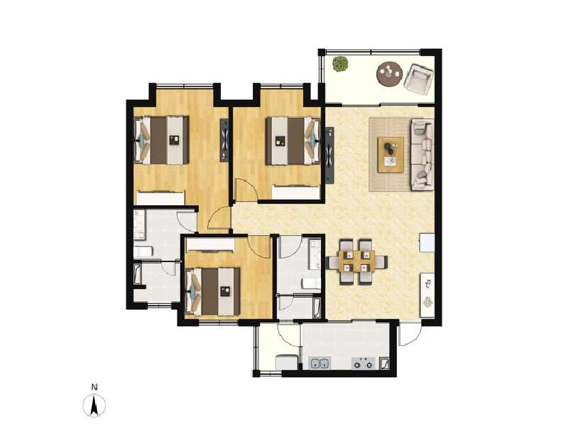 3室2厅2卫 住宅 售罄户型图