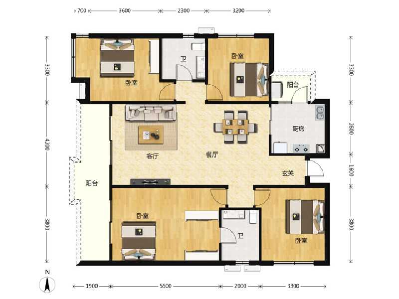 4室2厅2卫 住宅 售罄户型图
