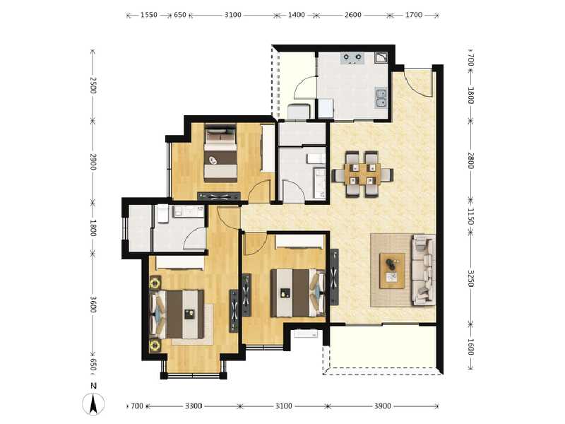 3室2厅2卫 住宅 在售户型图