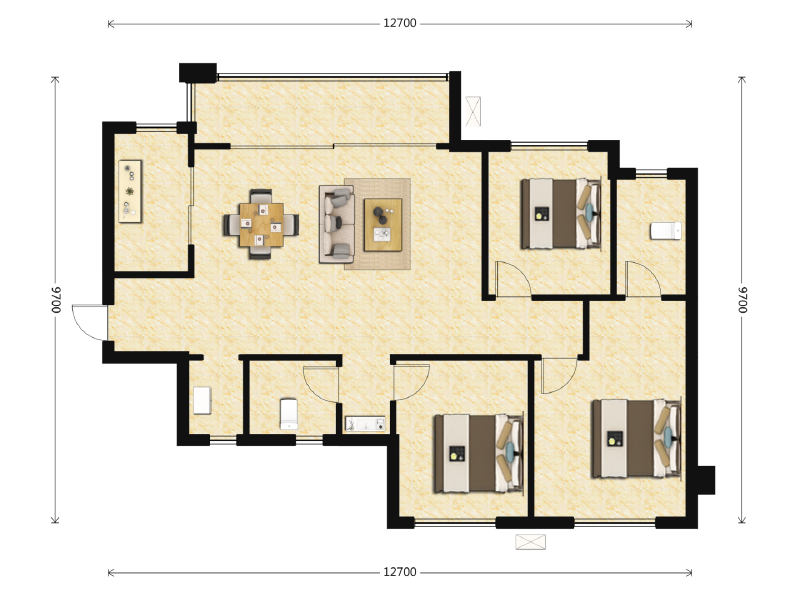 3室2厅2卫 住宅 售罄户型图