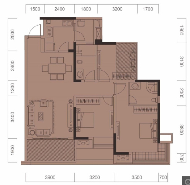 3室2厅2卫 住宅 售罄户型图