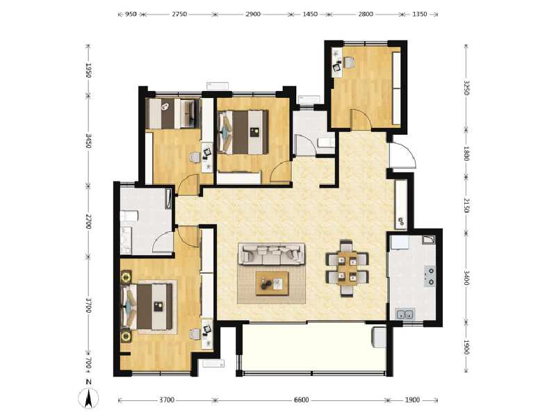 4室2厅2卫 住宅 在售户型图