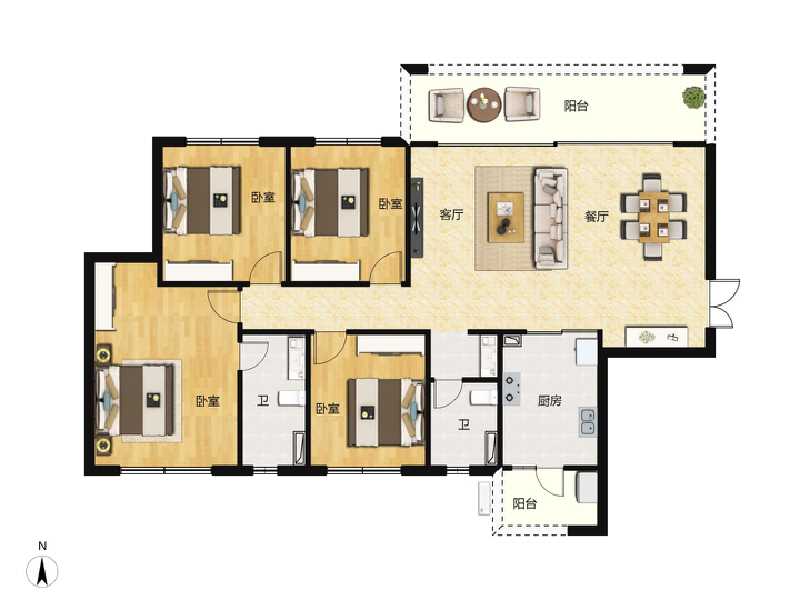 4室2厅2卫 住宅 在售户型图