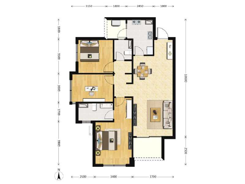 3室2厅2卫 住宅 售罄户型图