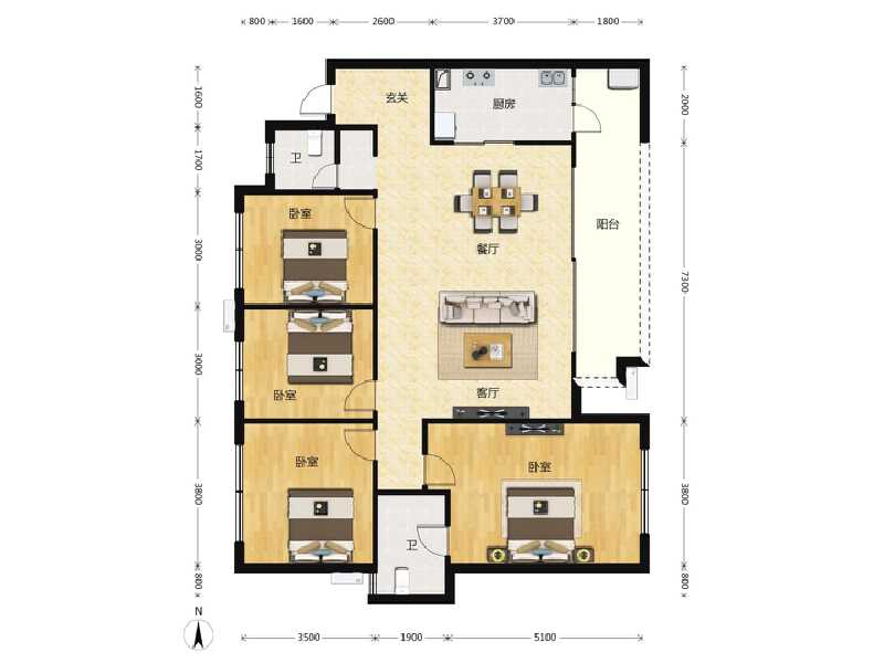 4室2厅2卫 住宅 售罄户型图