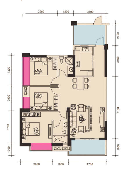 3室2厅2卫 住宅 售罄户型图