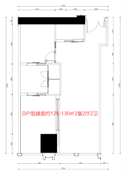 2室2厅2卫 商业类 在售户型图