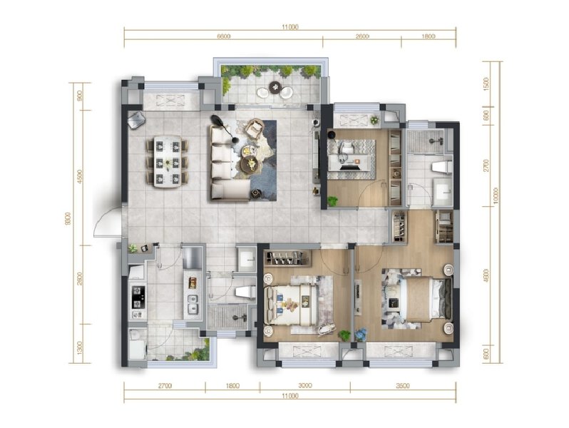 3室2厅2卫 住宅 售罄户型图