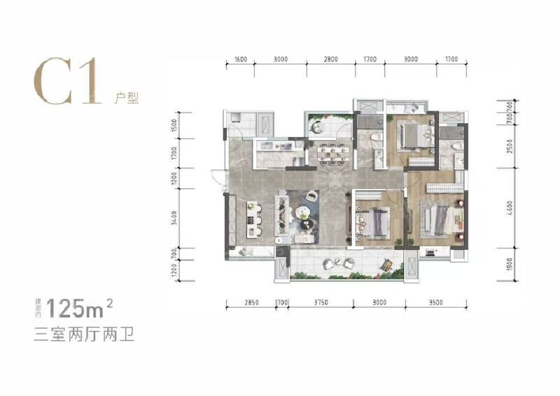 3室2厅0卫 住宅 售罄户型图