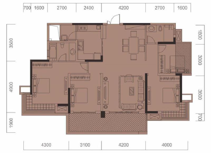 4室2厅2卫 住宅 售罄户型图