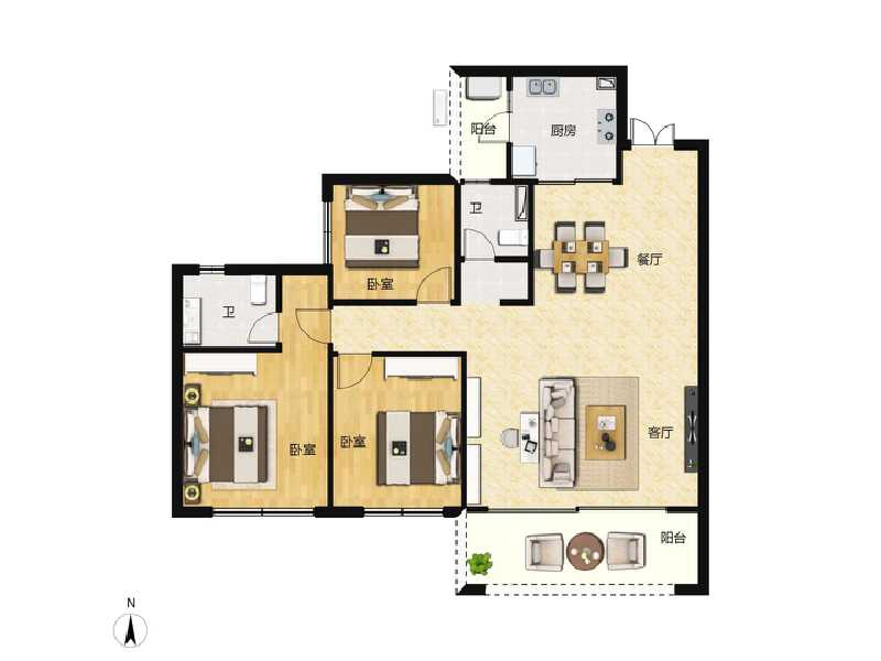 3室2厅2卫 住宅 在售户型图